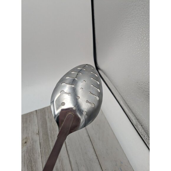 Vintage Ekco #1 Slotted Serving Spoon  Black Handle 12" - Picture 5 of 8